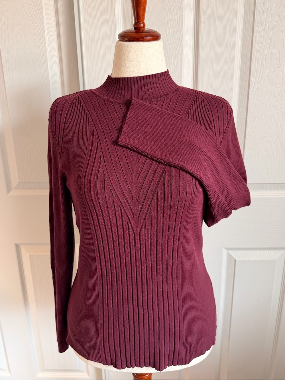 INC International Concepts Maroon Ribbed Mock Neck Sweater
